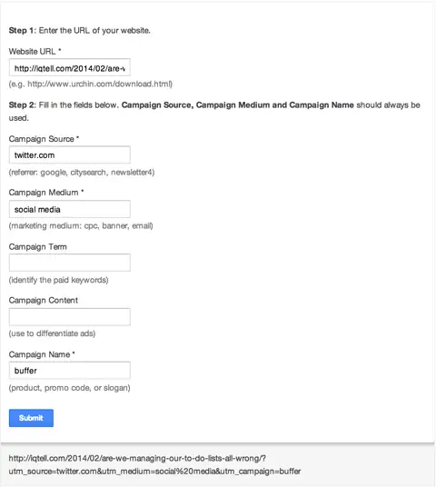 Google Analytics campaign tracker