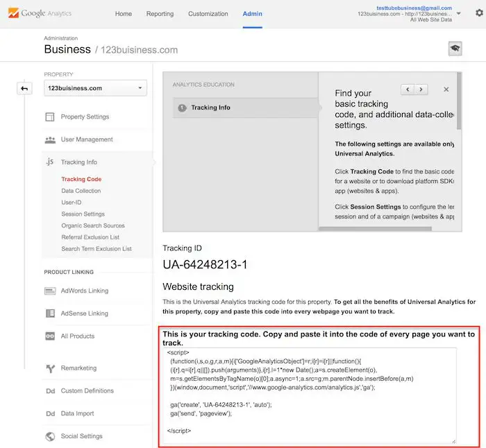 Google Analytics tracking code 