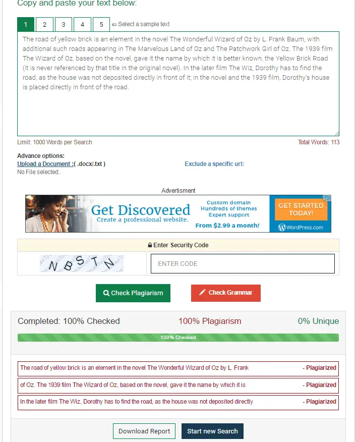 Plagiarism Checker