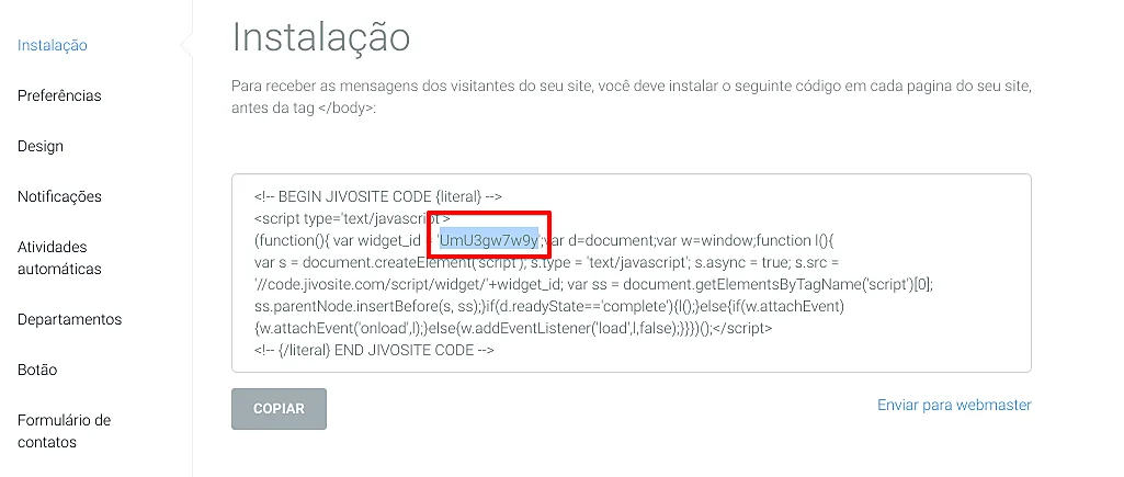 codigo jivo hotmart