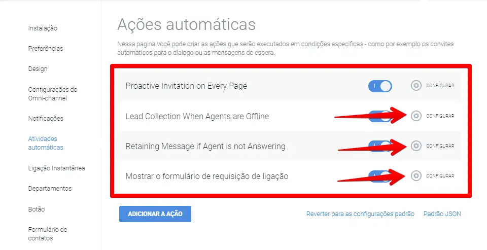 Alterar ações