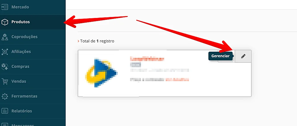 gerenciar produto hotmart