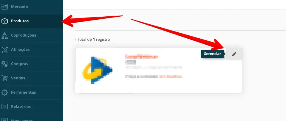 gerenciar produto hotmart