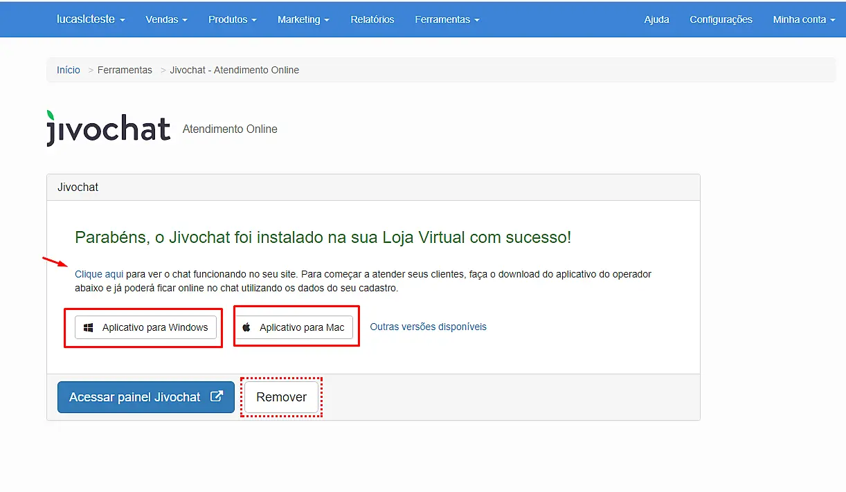 Segundo passo na Box Loja