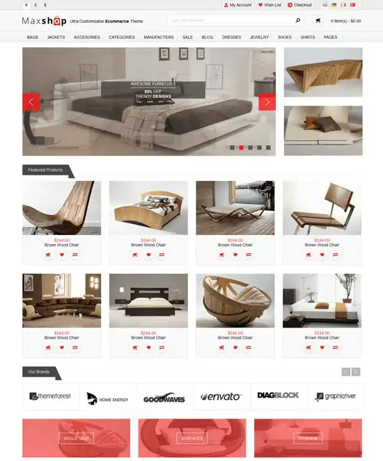 Modelo de loja virtual de móveis e decorações para casa