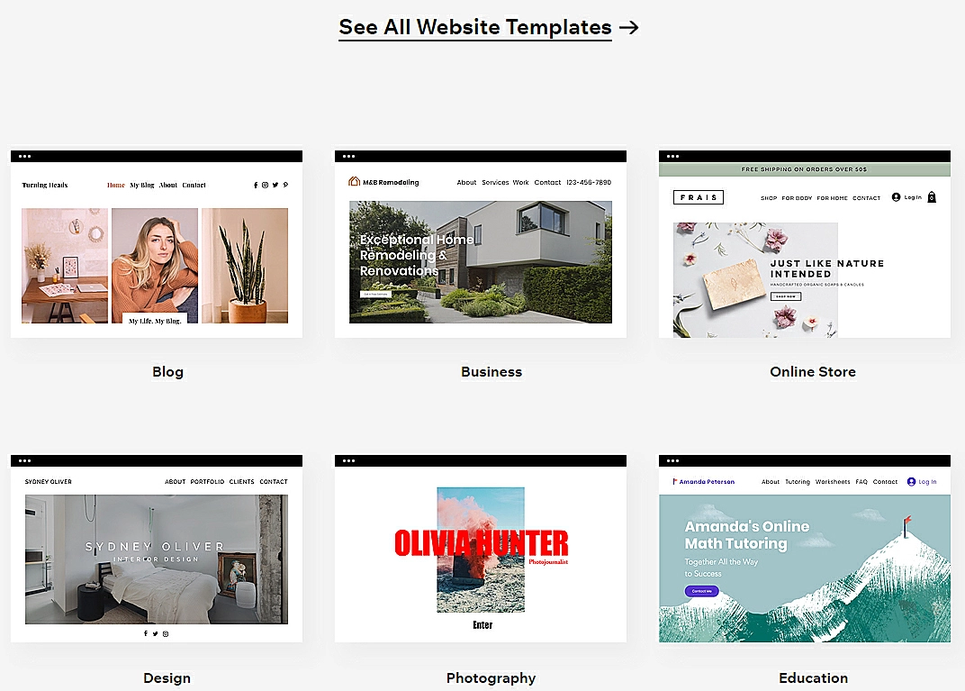 Wix website templates
