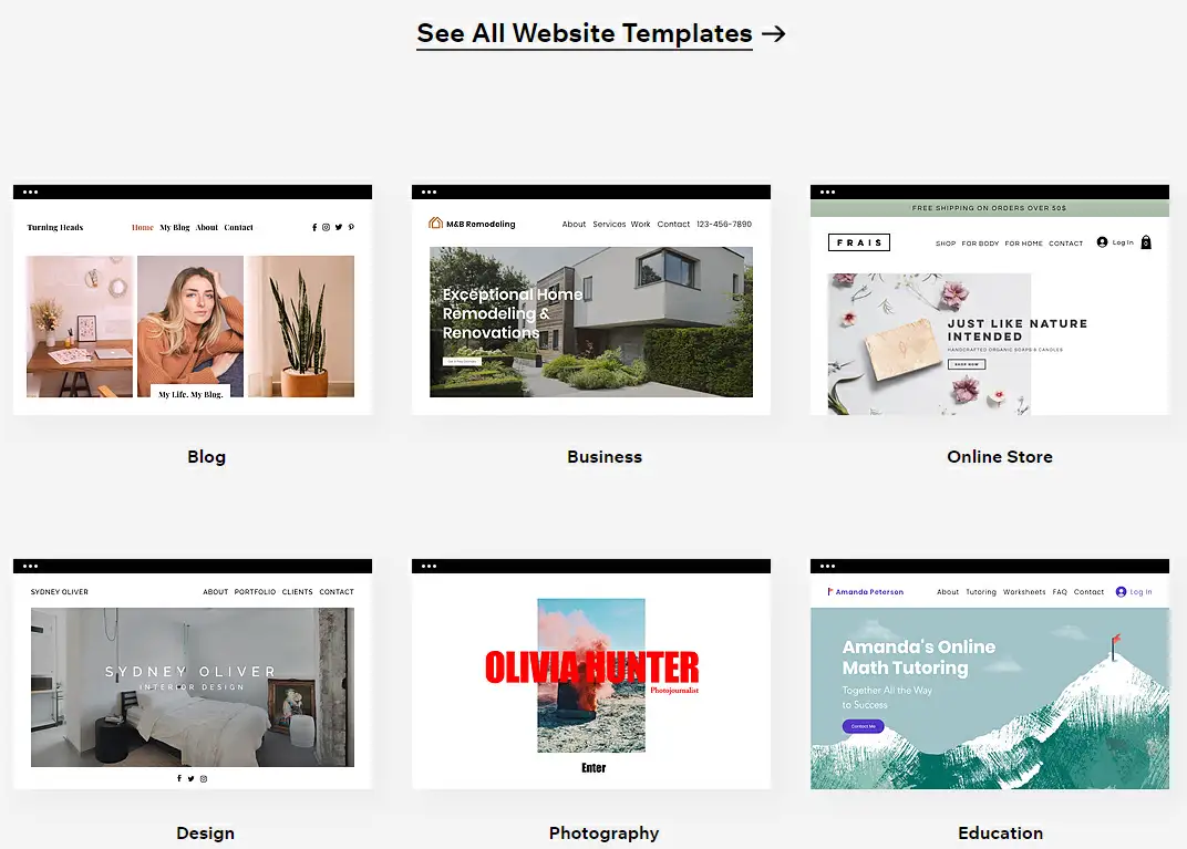 Wix website templates