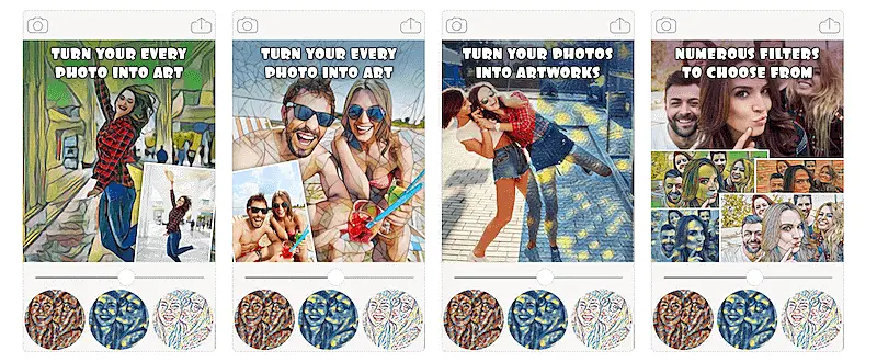 ArtFilters & Effetcs app screens