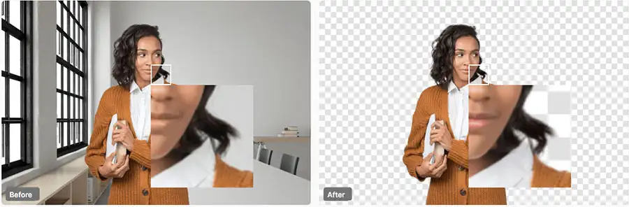 Icons8 removing the background of an image which portrays a woman carrying a book