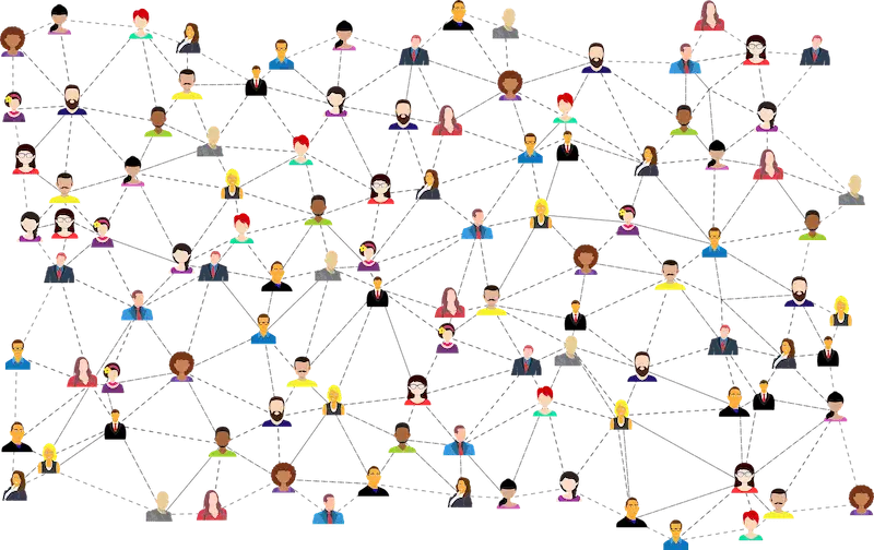 The image shows a network of people