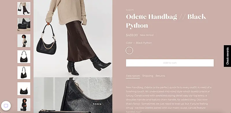 Hebe's website product page