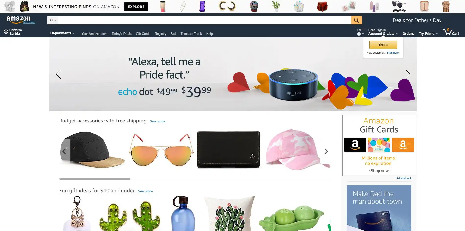 Amazon Front Page