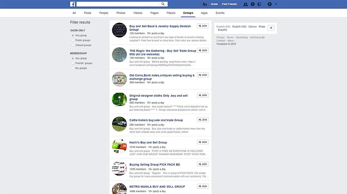 Facebook Market Groups