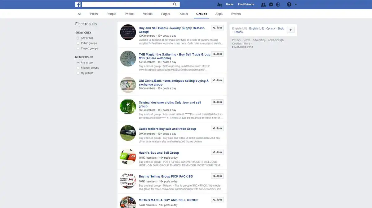 Facebook Market Groups