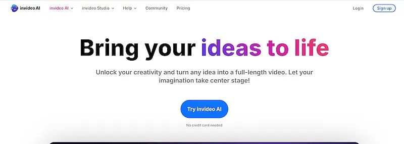 InVideo home page