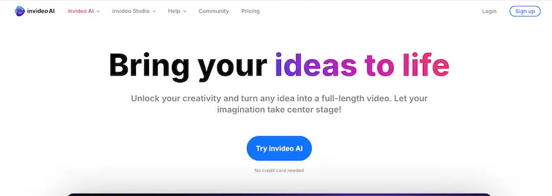 InVideo home page