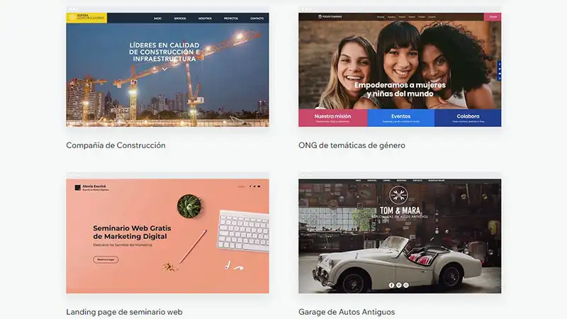 Modelos de páginas web de Wix
