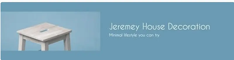 Website banner template shows a chair and on the side it's written "Jeremy House Decoration". 
