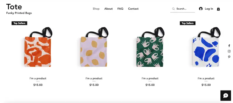 Wix website template - accessories Accessories store template