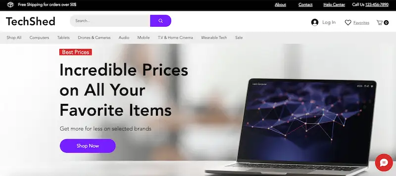 Wix website templates - electronic store Electronic store template