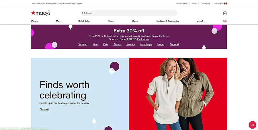 Macy's home page