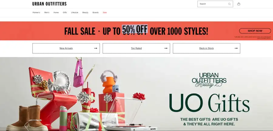 Urban Outfitters home page
