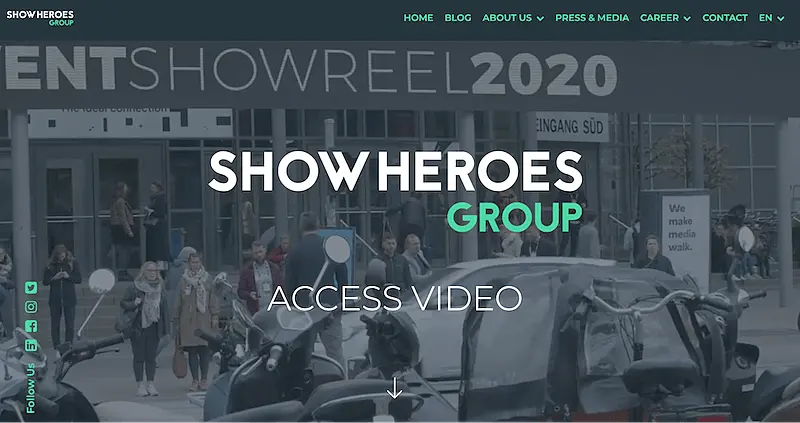 The image shows ShowHeroes website