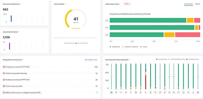 Comprobación del estado de un sitio web de SE Ranking