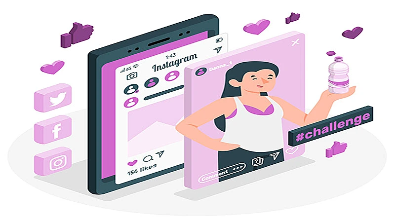 Imagem de um post no Instagram com uma mulher segurando uma garrafa