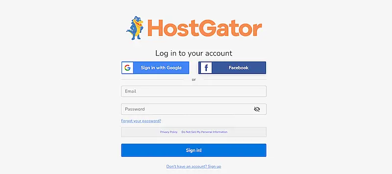 HostGator login page