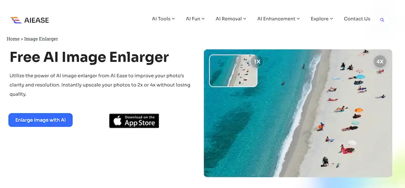 AIEASE Image Enlarger page