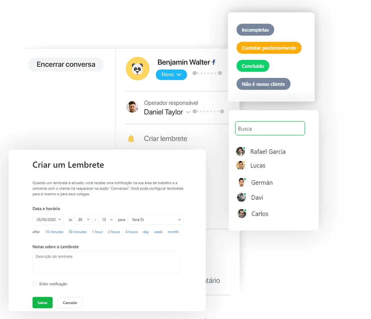 Funções de CRM do JivoChat