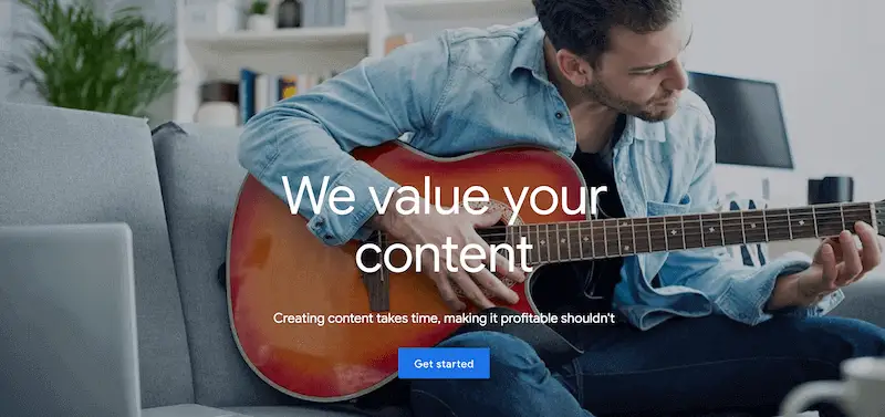 How to add ads to your website - create an account The images shows Google AdSense home page