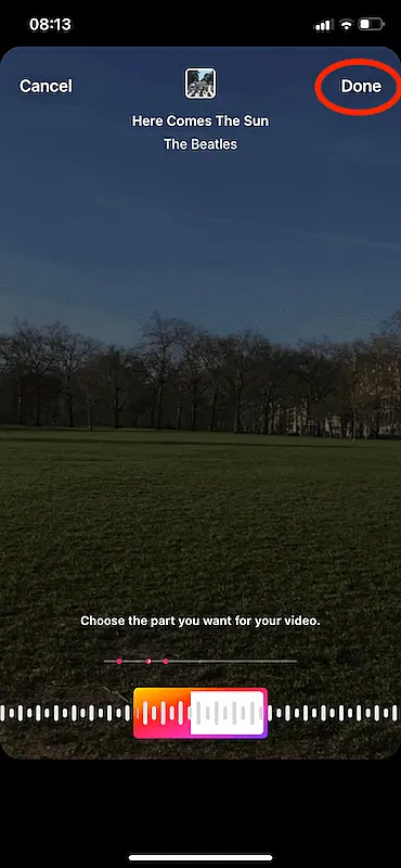 Instagram reel edition screen