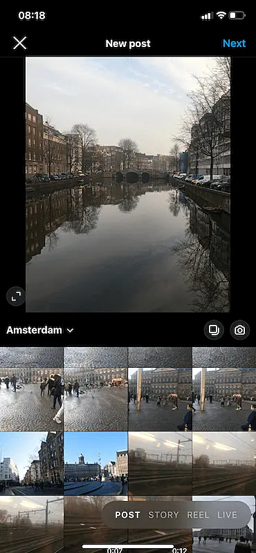 Instagram screen showing the photo that will be posted on the feed
