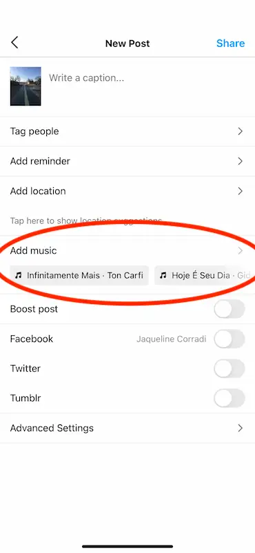 How to add music to instagram post 15 Instagram screen to publish on the feed