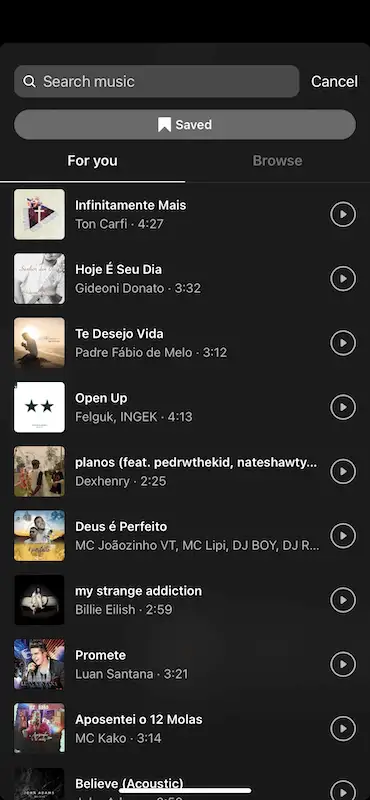 How to add music to instagram post 4 Instagram search music screen