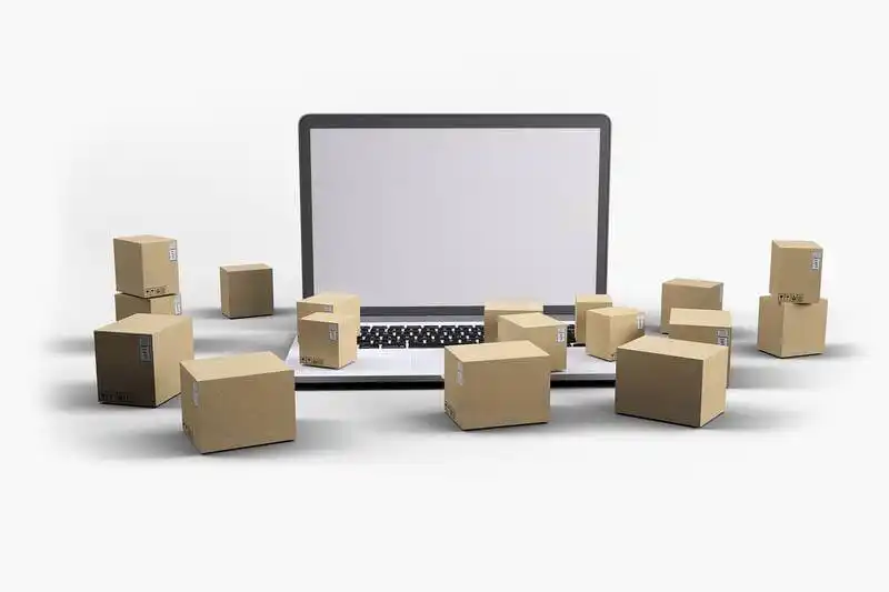 The image shows seveal small boxes around a laptop.