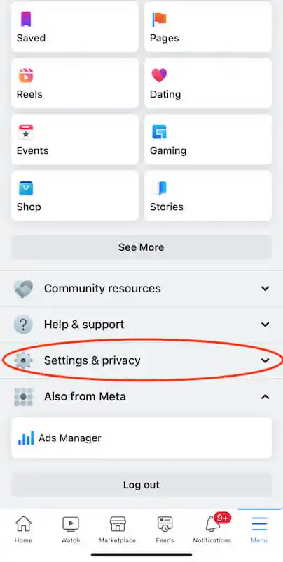 How to change your name on facebook settings and privacy Facebook print screen showing the profile menu