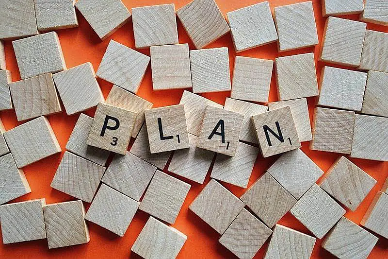 The image shows the word "Plan" 