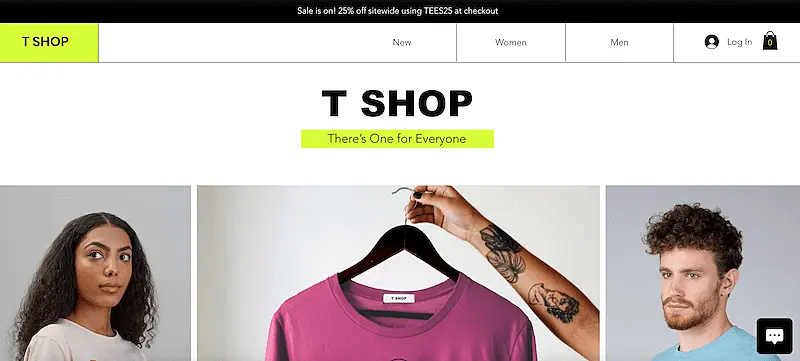 T Shop home page