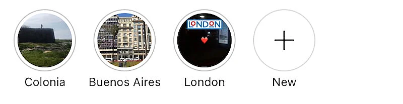 The image shows Instagram highlight covers