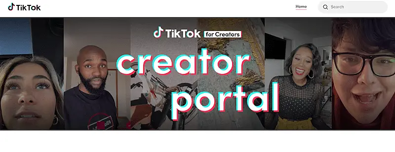 The image shows some frames of TikTok videos, and it's written " TikTok for Creators. Creator portal."