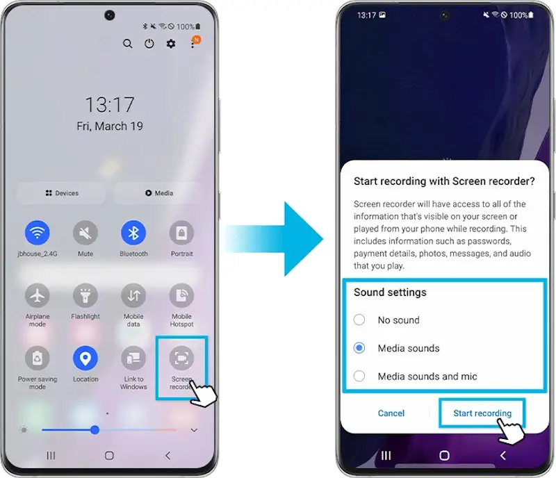 The image shows the smartphone setting screen 