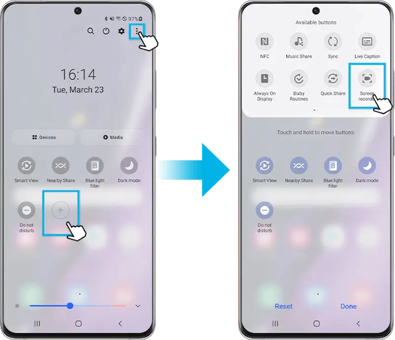 Smart phone setting screen