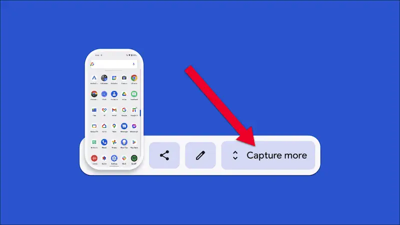 The image shows an smart phone screen and on the right side, it showa the "capture more" button.