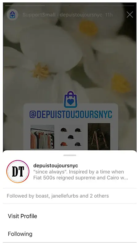 The image shows a story where there is a link to buy in a store