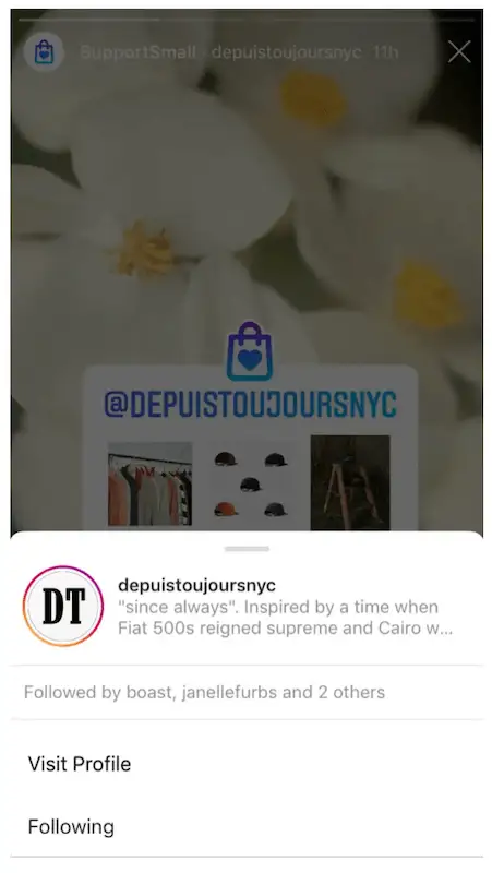 How to take advantage of Instagram stories - link stores The image shows a story where there is a link to buy in a store