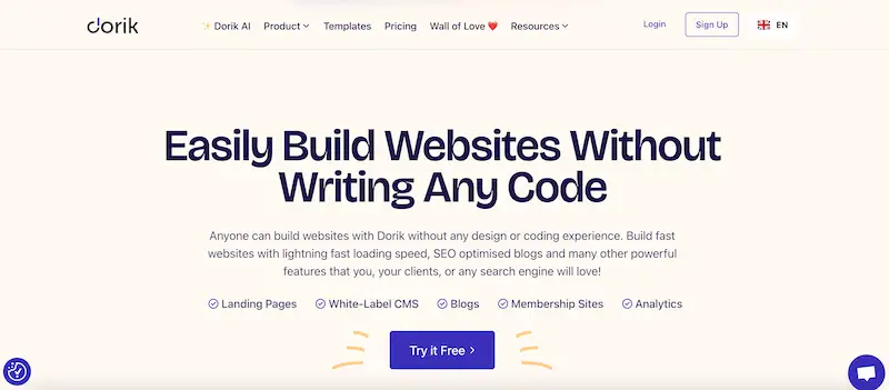 How to make a website - Dorik Dorik website