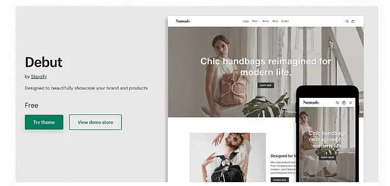 Website theme from Shopify